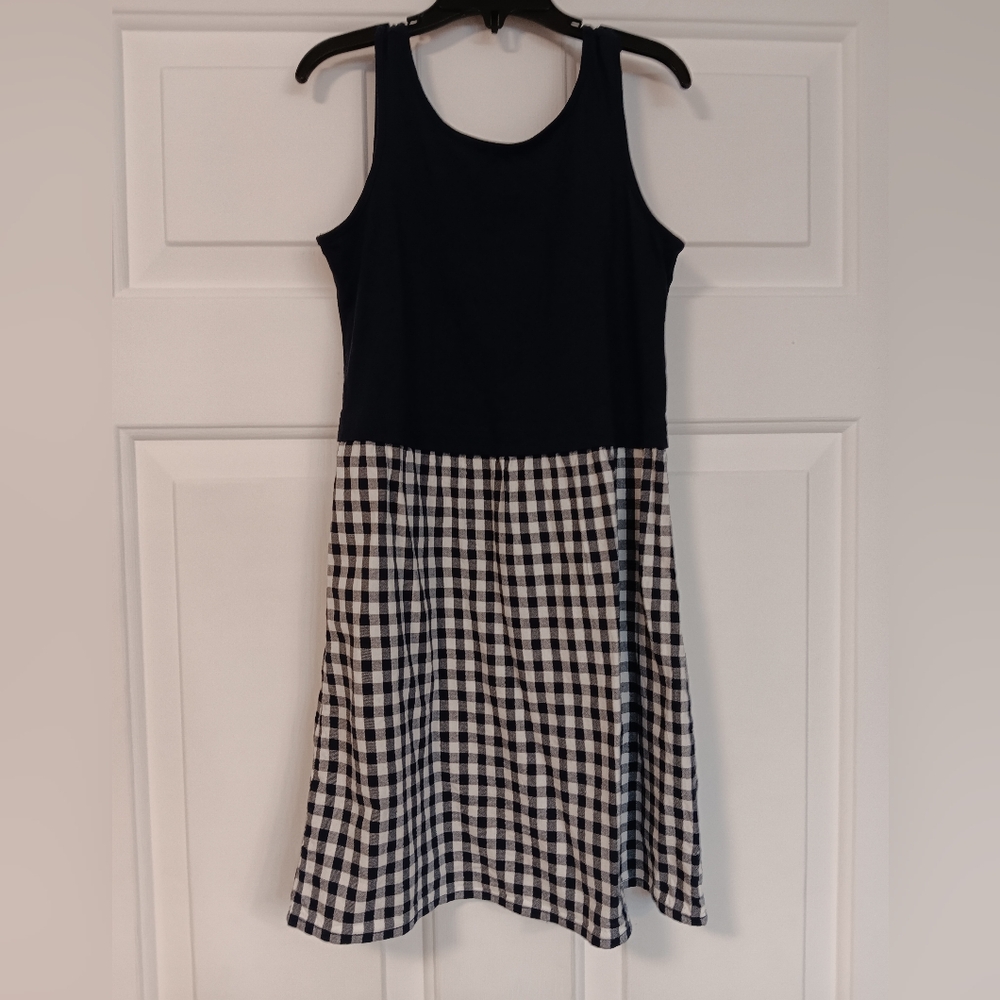Old Navy checkerboard blue white dress size 6-7